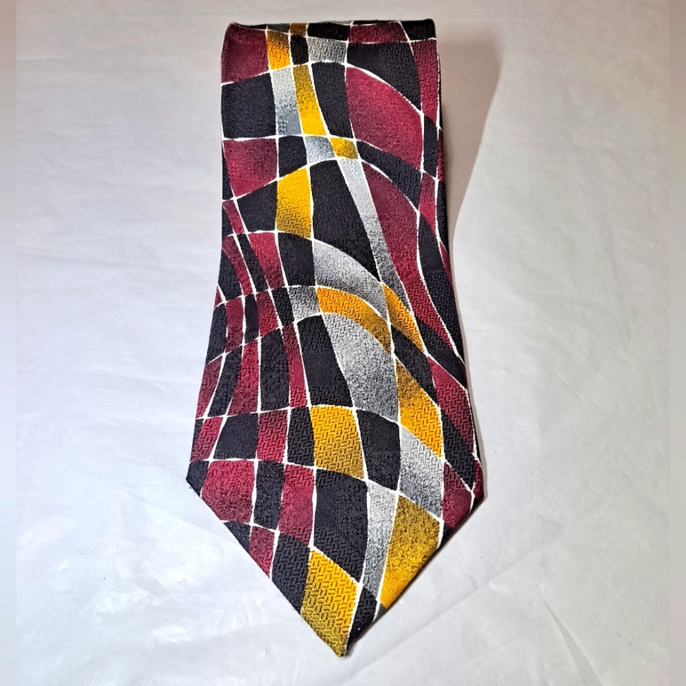 Via Condotti 💯 Silk Men's Necktie 57-60" x 3.75" Purple/Black Abstract Italian